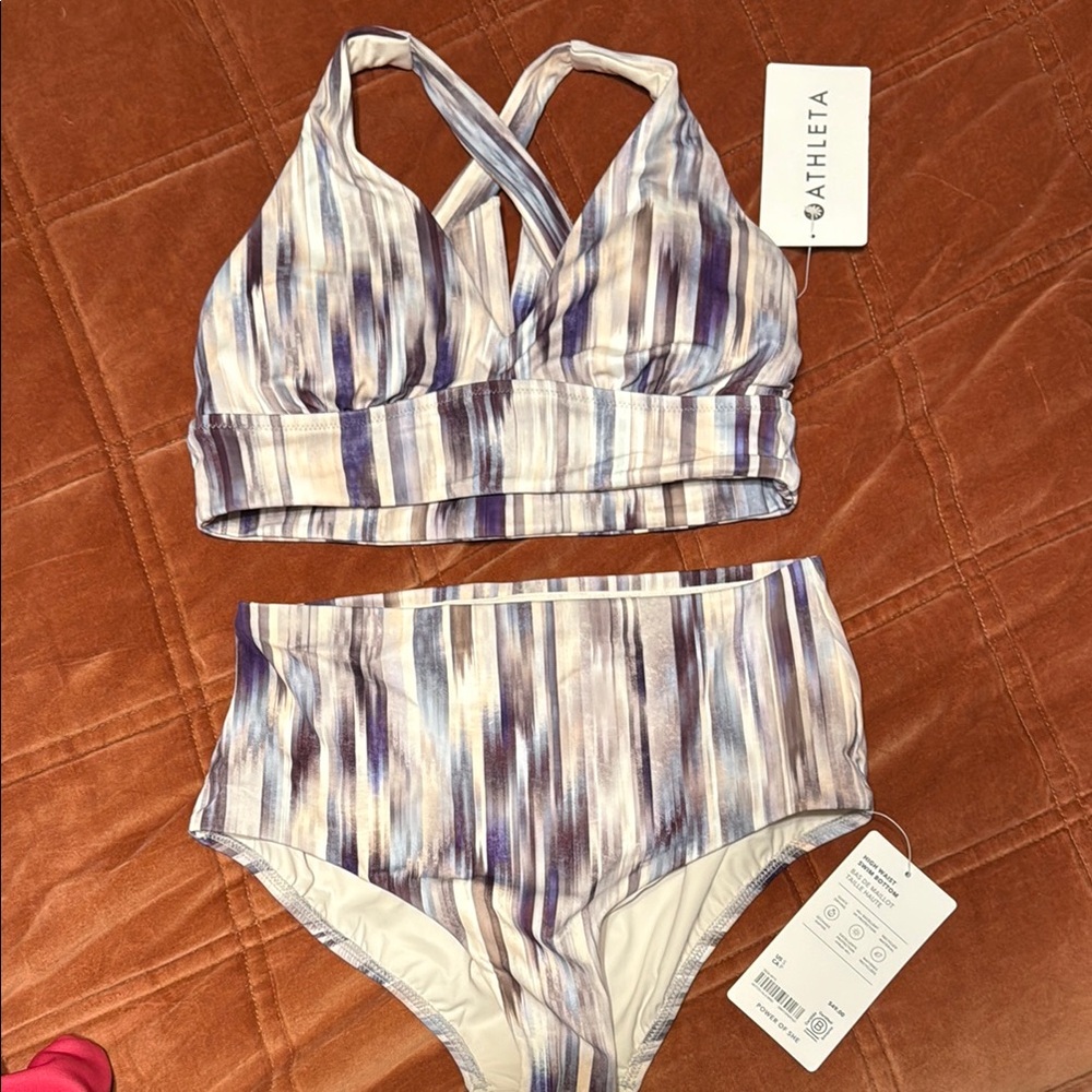 Athleta Multicolor Striped Bikini Set